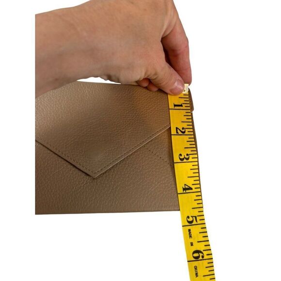 Tan Faux Leather Envelope Clutch Wallet With Snap Closure - Picture 6 of 8